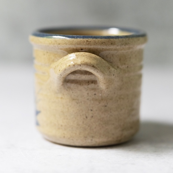 Mahon Pottery vintage blue tan country pineapple mini small crock - Picture 5 of 7